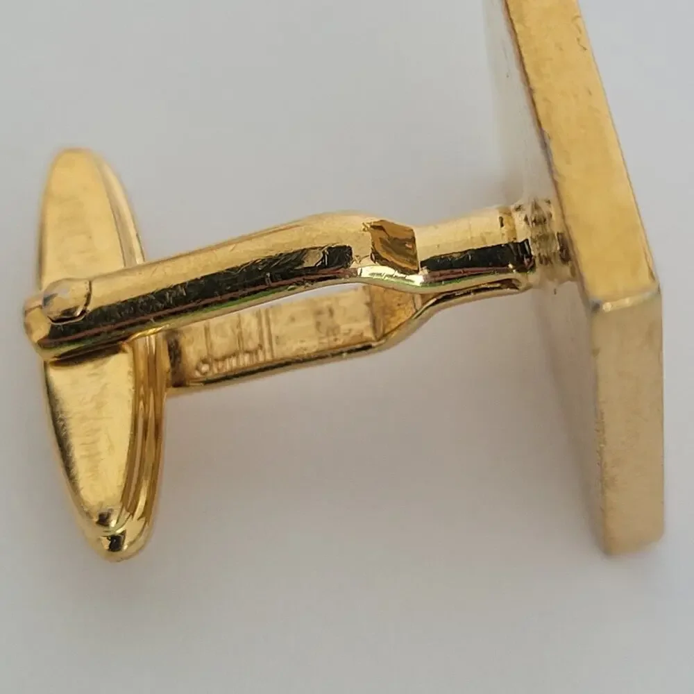 Dunhill D‎ Cufflinks Gold Tone Logo Square Designer Logo Vintage Retro